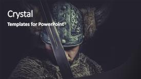  Presentation with conflict - Theme having conflict viking warrior background and a dark gray colored foreground