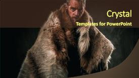  Presentation with warrior - PPT layouts consisting of history clothing - viking konung in a traditional background and a tawny brown colored foreground