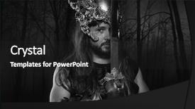  Presentation with warrior - Slide set enhanced with death history - viking scandinavian warrior with sword background and a dark gray colored foreground