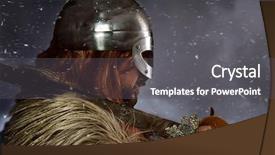  Presentation with warrior - Presentation theme consisting of death history - viking scandinavian warrior with sword background and a tawny brown colored foreground