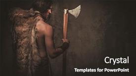  Presentation with warrior - Presentation theme with history clothing - viking with ax background and a dark gray colored foreground