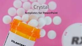  Presentation with spilling - Presentation with vilanterol-rx-medicine-pills background and a coral colored foreground