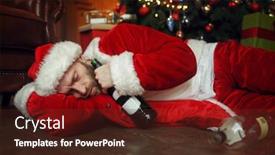  Presentation with christmas tree - Slide set featuring vile-drunk-santa-claus-sleeps background and a tawny brown colored foreground