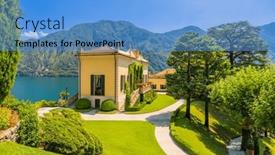  Presentation with villa - PPT theme with villa-del-balbianello-lake-como background and a teal colored foreground