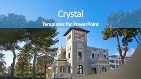  Presentation with villa - Cool new slide set with villa maria herritage houses backdrop and a teal colored foreground