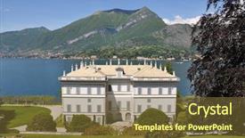  Presentation with hotel de ville or town - PPT theme enhanced with villa melzi in bellagio town background and a  colored foreground