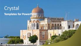  Presentation with villa - Audience pleasing presentation theme consisting of villa-sticchi-in-santa-cesarea backdrop and a teal colored foreground