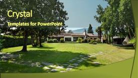  Presentation with fall across country - Presentation theme with villa view from the garden background and a  colored foreground