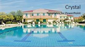  Presentation with villa - Presentation theme having villa-with-big-pool background and a  colored foreground