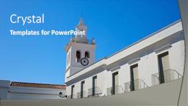  Presentation with spain - Colorful PPT theme enhanced with villafranca-de-barros-in-extremadura backdrop and a teal colored foreground