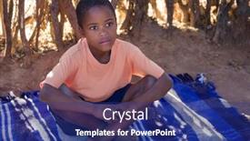  Presentation with blue orange - Slides consisting of village-african-boy-with-orange background and a navy blue colored foreground