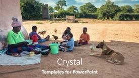  Presentation with eating - Theme featuring village-african-family-eating-together background and a coral colored foreground