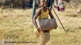  Presentation with village - PPT theme consisting of village-african-girl-with-yellow background and a coral colored foreground