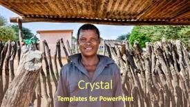  Presentation with village - PPT theme enhanced with village-african-man-standing background and a coral colored foreground