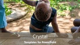  Presentation with village - PPT theme featuring village-african-toddler-playing background and a  colored foreground
