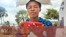  Presentation with african woman - Presentation theme with village-african-woman-carry background and a tawny brown colored foreground