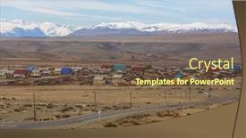  Presentation with russia - Audience pleasing presentation theme consisting of village-at-mountains-of-altai backdrop and a tawny brown colored foreground