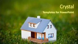  Presentation with green house - Theme consisting of village development - house on green background and a tawny brown colored foreground