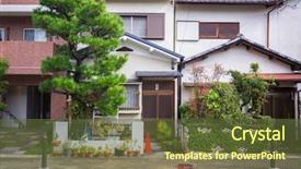  Presentation with traditional japan - Colorful presentation theme enhanced with village development - traditional japanese architecture in arashiyama backdrop and a tawny brown colored foreground