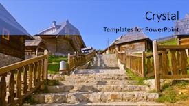  Presentation with village - Amazing PPT layouts having village drvengrad mecavnik in serbia backdrop and a light blue colored foreground