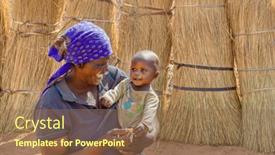  Presentation with woman child - Presentation consisting of village-happy-african-woman-holding and a coral colored foreground
