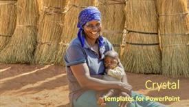  Presentation with woman child - PPT layouts having village-happy-african-woman-holding and a coral colored foreground
