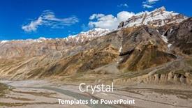  Presentation with village india - Audience pleasing slides consisting of village-in-himalayas-in-pin backdrop and a coral colored foreground