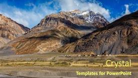  Presentation with village india - Presentation design featuring village-in-himalayas-in-pin background and a tawny brown colored foreground