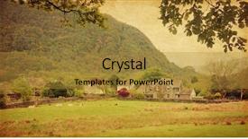  Presentation with partchment paper texture - Presentation featuring village in lake district cumbria background and a gold colored foreground