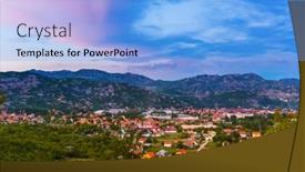 Presentation with village - Beautiful PPT layouts featuring village-in-lovcen-mountains-national backdrop and a light blue colored foreground