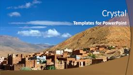  Presentation with morocco - PPT theme consisting of village-in-the-atlas-mountains background and a teal colored foreground