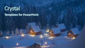  Presentation with purple night in the winter - Slides consisting of village in the snowy mountain background and a ocean colored foreground