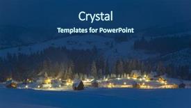  Presentation with purple night in the winter - Amazing theme having village in the snowy mountain backdrop and a ocean colored foreground