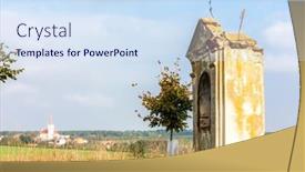  Presentation with calvary - PPT layouts consisting of village-konice-with-calvary background and a sky blue colored foreground