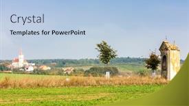  Presentation with calvary - Presentation theme featuring village-konice-with-calvary background and a light blue colored foreground