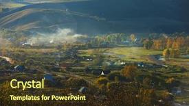  Presentation with siberia - Slide set consisting of village landscape panorama background and a tawny brown colored foreground