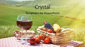  Presentation with bread life - PPT theme featuring village life - red wine and bread background and a mint green colored foreground