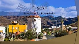  Presentation with old windmill - Slide deck with village mogan with old windmill background and a light blue colored foreground