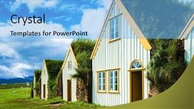  Presentation with vikings - PPT theme having village of ancestors in iceland background and a light blue colored foreground