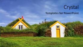  Presentation with vikings - Presentation theme consisting of village of ancestors in iceland background and a teal colored foreground