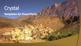 Presentation with oman - Audience pleasing slides consisting of village of bilad sayt backdrop and a ocean colored foreground