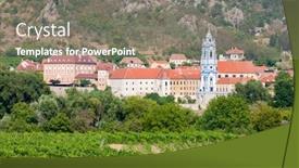  Presentation with vineyards - Slides featuring village-of-durnstein-with-vineyards background and a gray colored foreground
