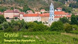  Presentation with vineyards - Theme featuring village-of-durnstein-with-vineyards background and a tawny brown colored foreground