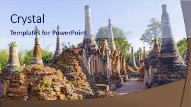  Presentation with ancient ruins - Cool new PPT theme with village of indein on inlay backdrop and a  colored foreground