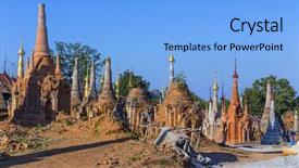  Presentation with ancient ruins - Presentation design with village of indein on inlay background and a  colored foreground