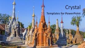  Presentation with ancient ruins - Colorful slide set enhanced with village of indein on inlay backdrop and a  colored foreground