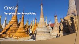  Presentation with ancient ruins - Colorful PPT theme enhanced with village of indein on inlay backdrop and a  colored foreground
