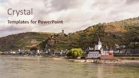  Presentation with village - PPT layouts featuring village-of-kaub-and-pfalzgrafenstein background and a lemonade colored foreground