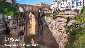  Presentation with tourists - Slide deck consisting of village of ronda in andalusia background and a tawny brown colored foreground