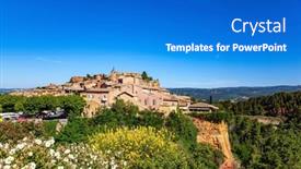  Presentation with pigment - Amazing presentation theme having village-of-roussillon-is-surrounded backdrop and a cobalt blue colored foreground